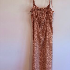 Nasty Gal Rust Floral Tie-Detail Maxi Dress